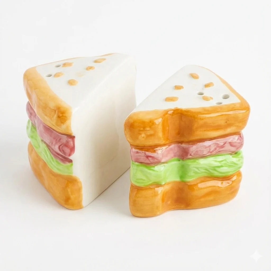 Sandwich Salt and Pepper Set with Tray - Image 2